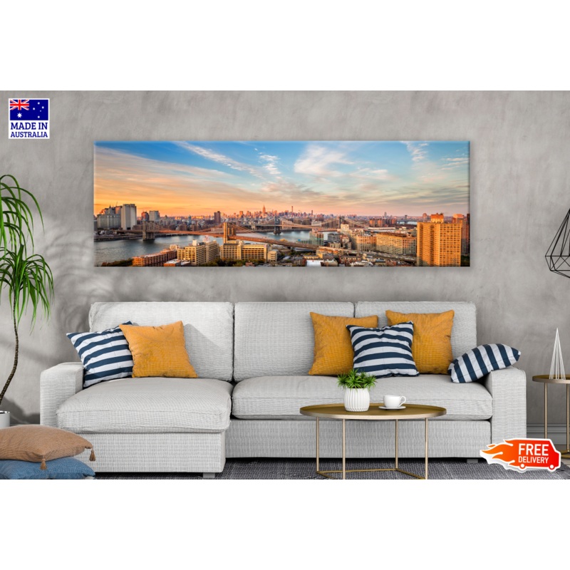 Panoramic Canvas City Sky Line View Sunset High Quality 100% Australian made wall Canvas Print ready to hang
