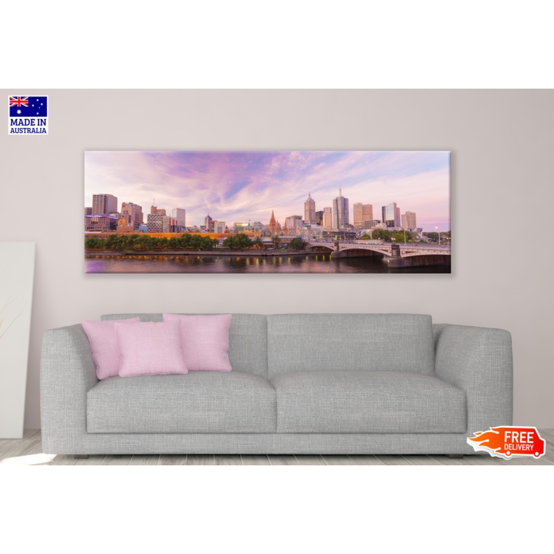 Panoramic Canvas City View Photograph High Quality 100% Australian made wall Canvas Print ready to hang