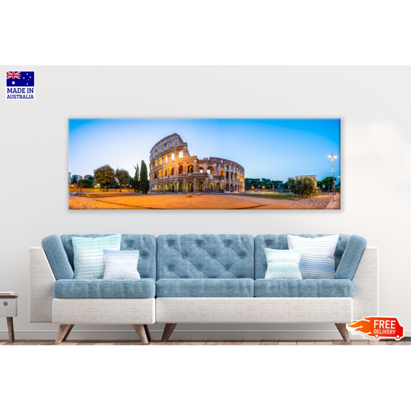 Panoramic Canvas Colosseum Sunset Photograph High Quality 100% Australian made wall Canvas Print ready to hang