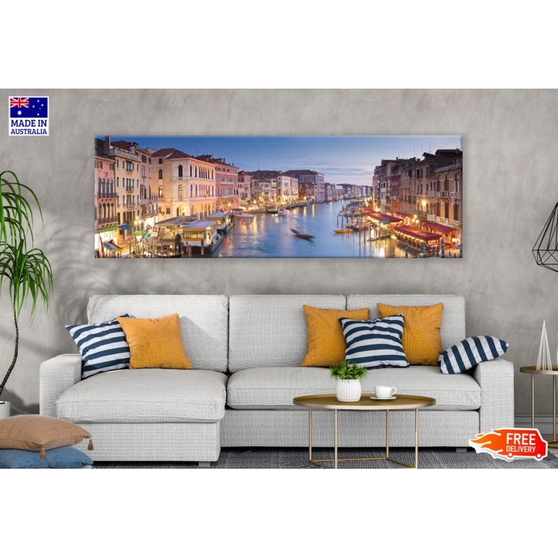 Panoramic Canvas Grand Canal Italy Stunning View High Quality 100% Australian made wall Canvas Print ready to hang