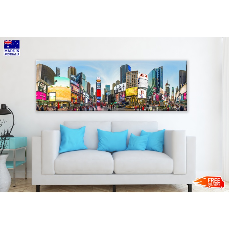 Panoramic Canvas New York City Buildings Street High Quality 100% Australian made wall Canvas Print ready to hang