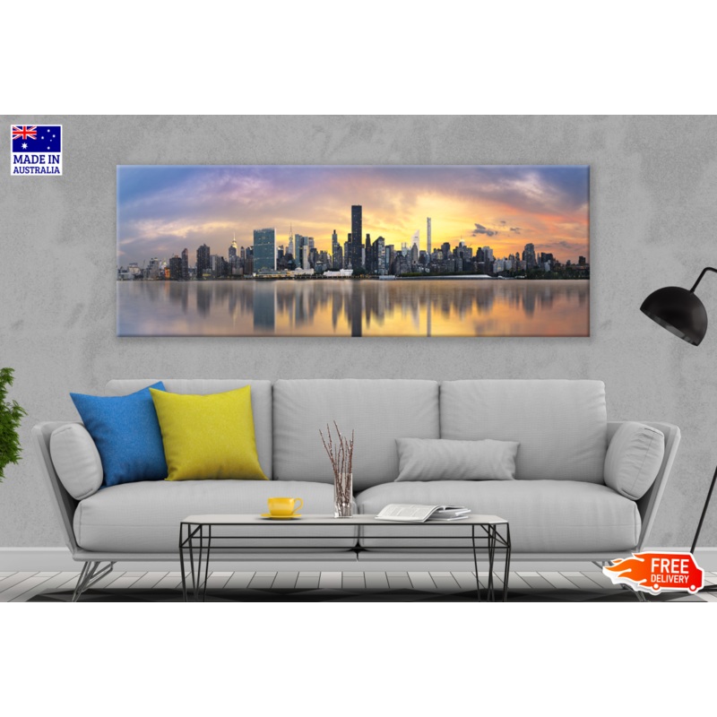 Panoramic Canvas New York City Sunset High Quality 100% Australian made wall Canvas Print ready to hang