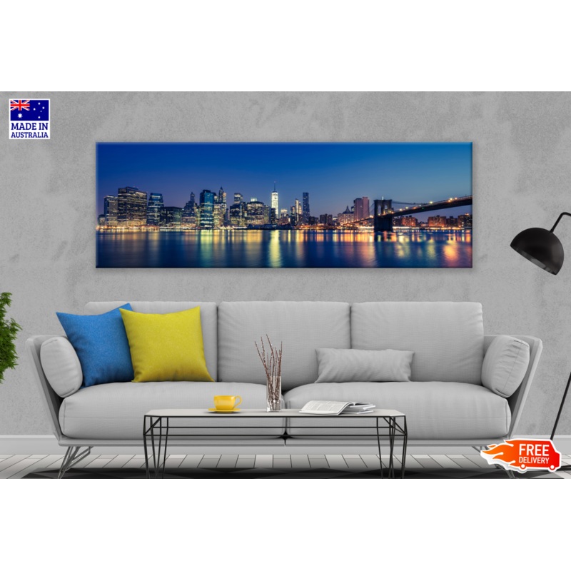 Panoramic Canvas NewYork City Night View High Quality 100% Australian made wall Canvas Print ready to hang
