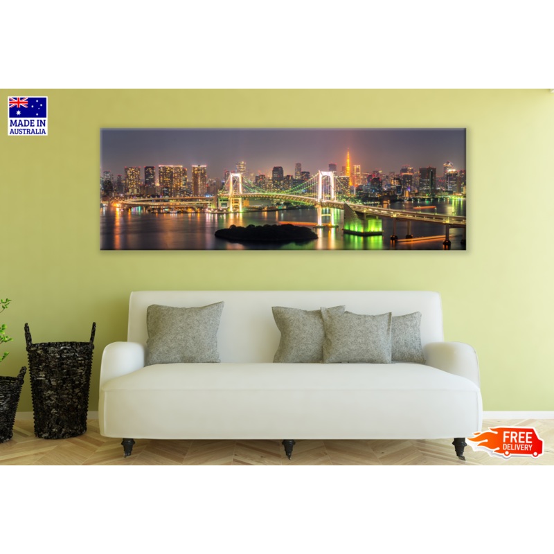 Panoramic Canvas Tokyo Skyline View High Quality 100% Australian made wall Canvas Print ready to hang