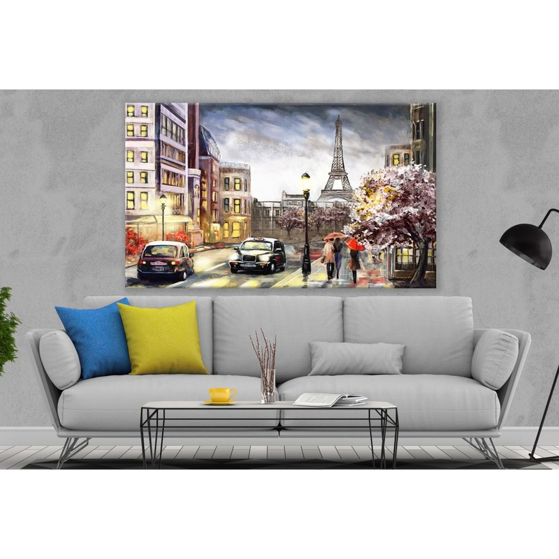 Romantic Paris with Eiffel Tower Painting Print 100% Australian Made
