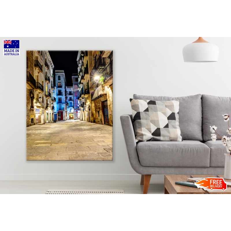 Street Between Buildings Night View Photograph Print 100% Australian Made
