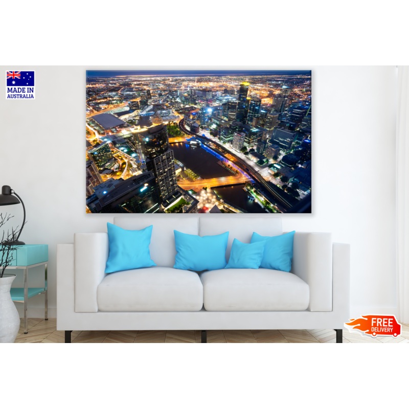 Stunning City Sky View Night Photograph Print 100% Australian Made