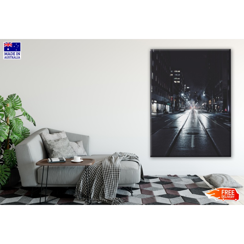 B&W Night Street View Photograph Print 100% Australian Made