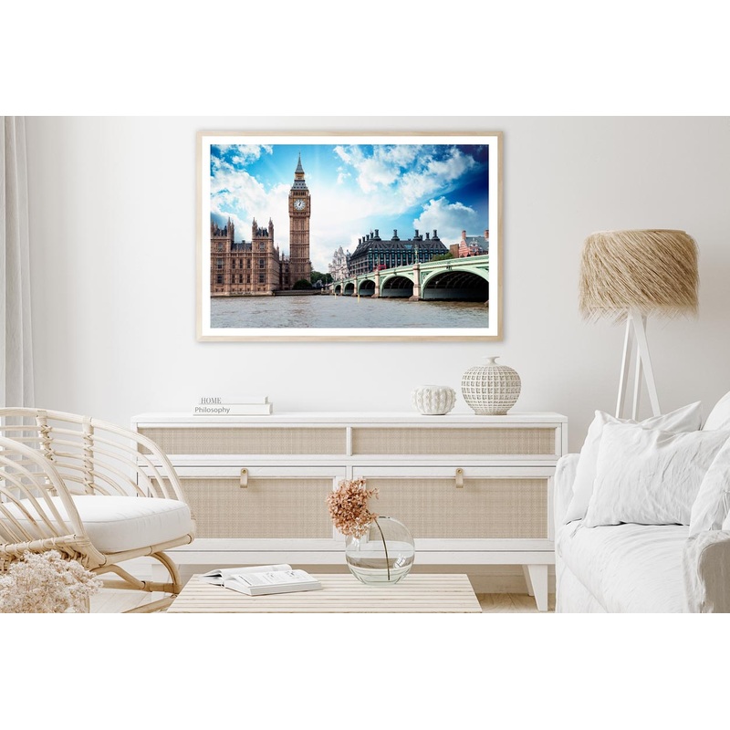 Big Ben, The Houses of Parliament and Westminster Bridge in London Home Decor Premium Quality Poster Print Choose Your Sizes