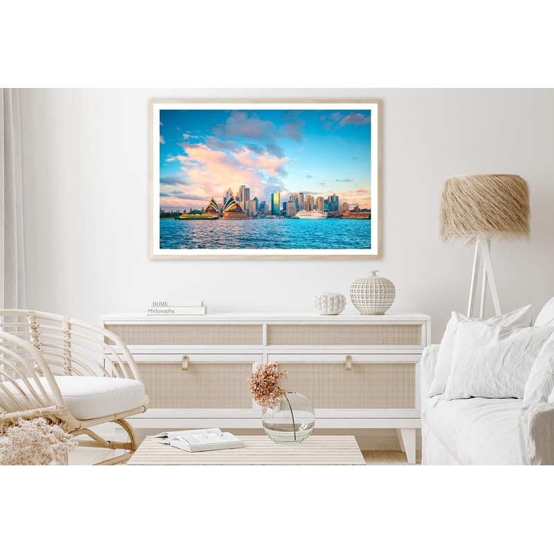 Boat in The Water Near a City Home Decor Premium Quality Poster Print Choose Your Sizes