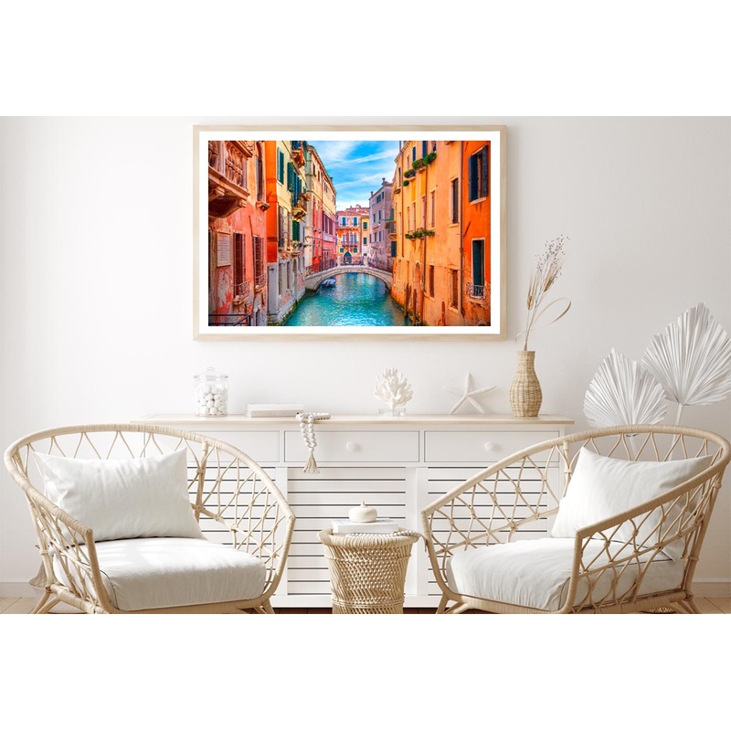 Narrow Canal with A Bridge in The Middle Home Decor Premium Quality Poster Print Choose Your Sizes