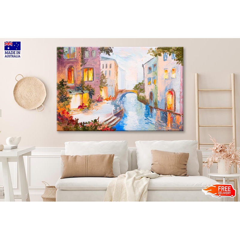 Oil Painting - Canal in Venice, Italy Wall Art Decor 100% Australian Made