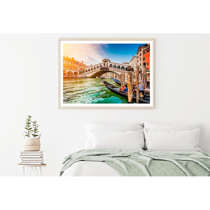 Rialto Bridge at Sunset in Venice, Italy Home Decor Premium Quality Poster Print Choose Your Sizes