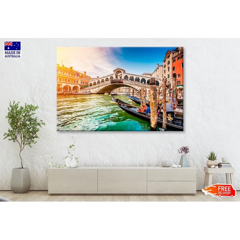 Rialto Bridge at Sunset in Venice, Italy Wall Art Decor 100% Australian Made