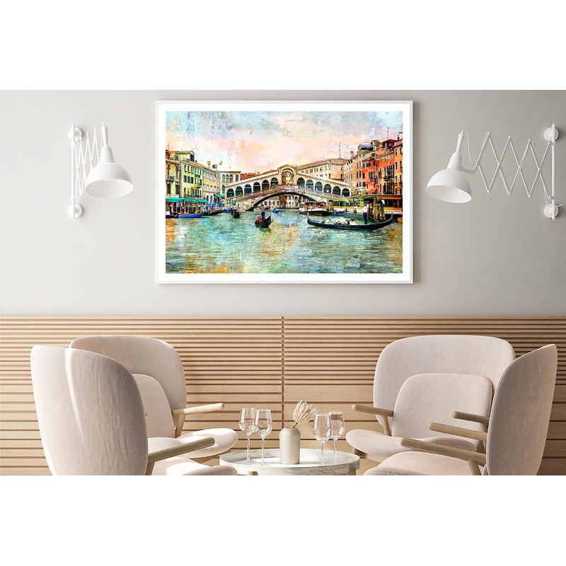 Rialto Bridge - Venetian Picture - Artwork in Painting Style Home Decor Premium Quality Poster Print Choose Your Sizes