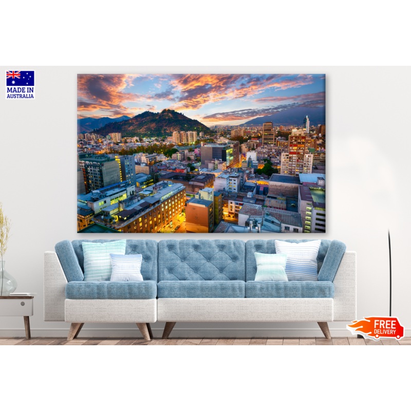 Santiago de Chile Downtown after Sunset, Chile Photograph Print 100% Australian Made