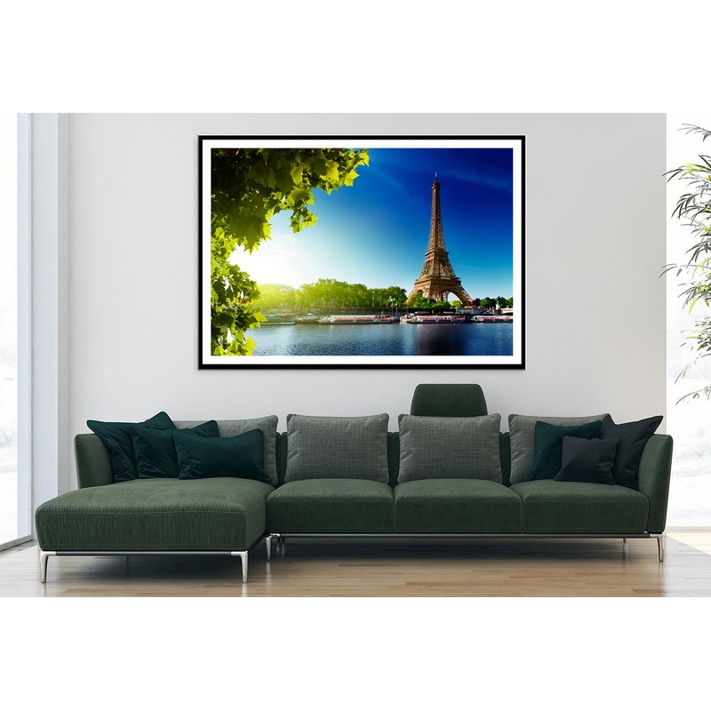 Seine In Paris with Eiffel Tower in Sunrise TimeHome Decor Premium Quality Poster Print Choose Your Sizes