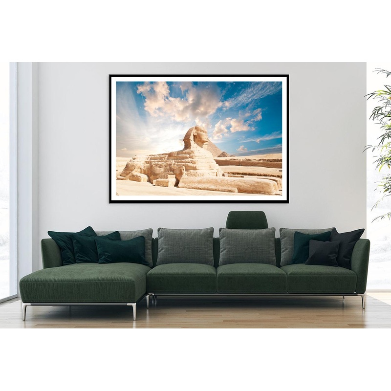 Sphinx Statue in Front of a Pyramid, Egypt Home Decor Premium Quality Poster Print Choose Your Sizes