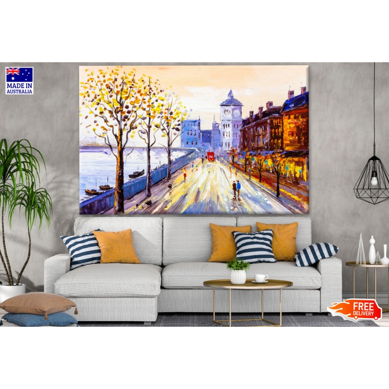 Street View of London Oil Painting Print 100% Australian Made