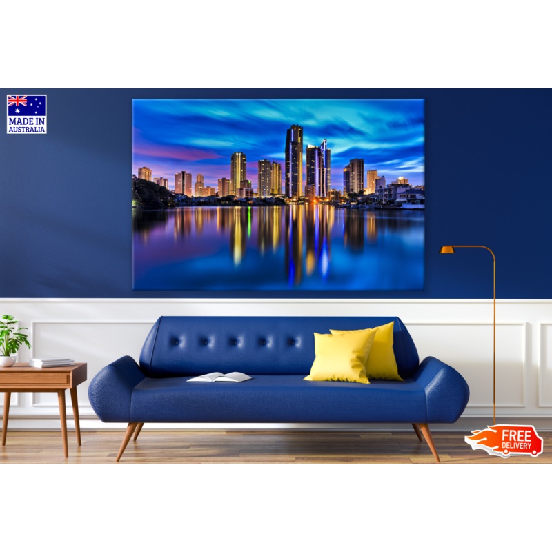 Stunning City View Night Photograph Print 100% Australian Made