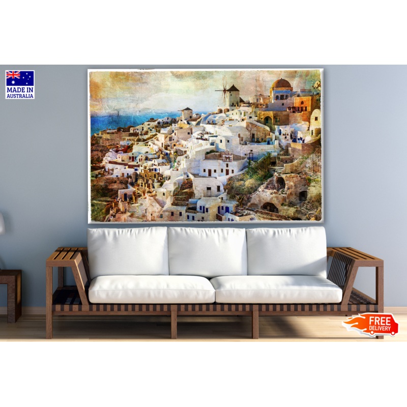 Sunset in Santorini Island Vintage Photograph Print 100% Australian Made