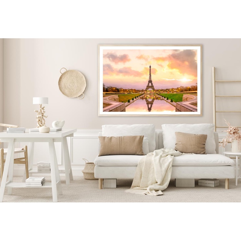 View Of the Eiffel Tower from The Reflecting Pool Home Decor Premium Quality Poster Print Choose Your Sizes