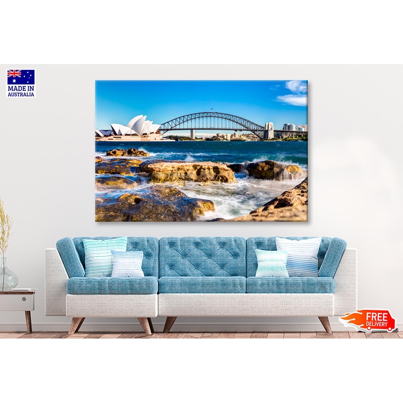 View Of the Sydney Opera House & Harbor Bridge Wall Art Decor 100% Australian Made