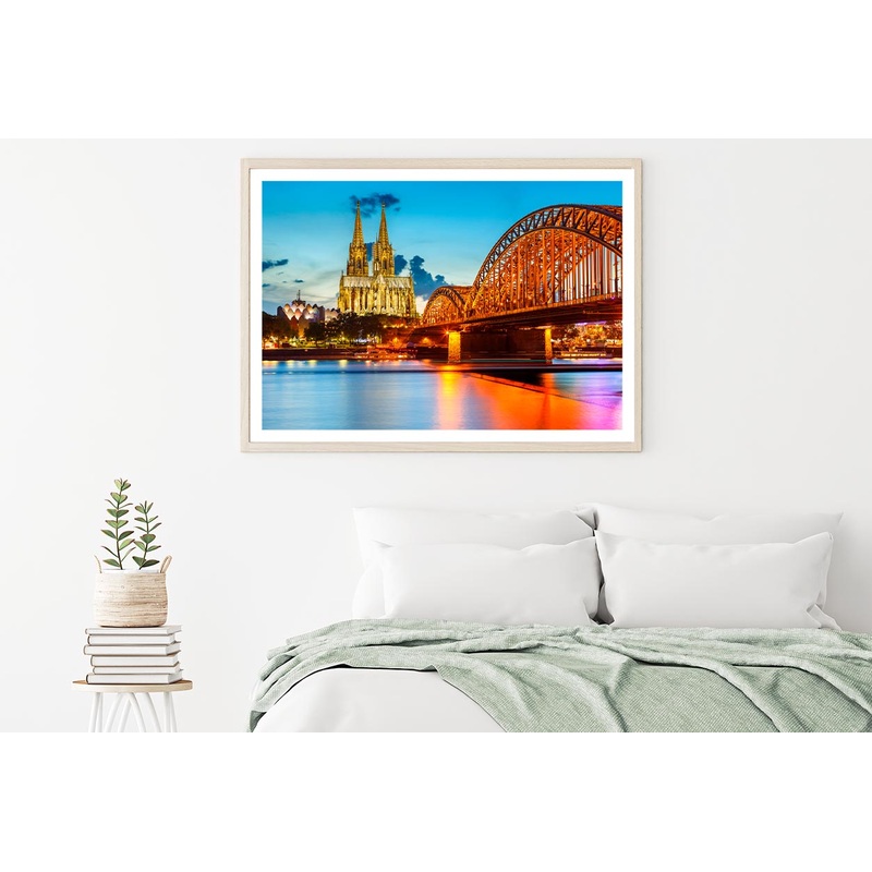 View On Cologne Cathedral and Hohenzollern Bridge, Germany Home Decor Premium Quality Poster Print Choose Your Sizes