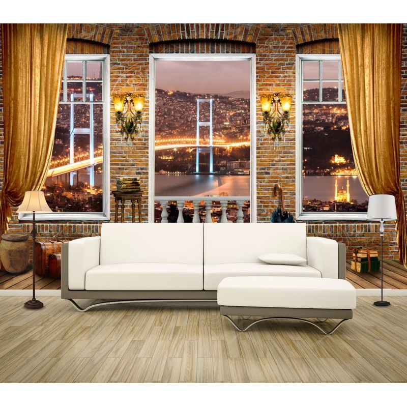 Wallpaper Murals Peel and Stick Removable City View through Door High Quality
