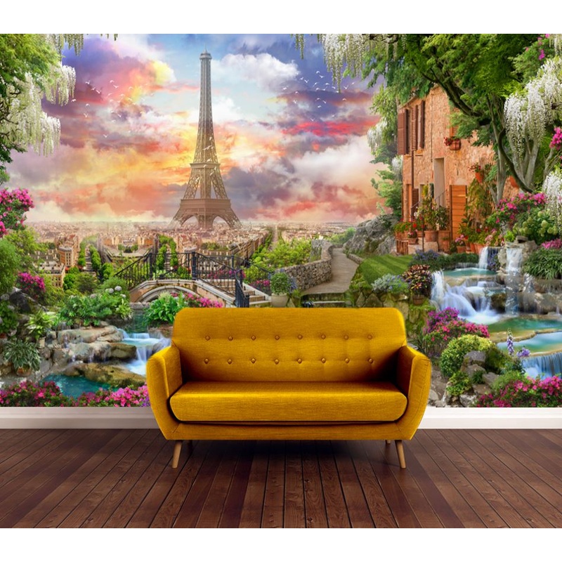 Wallpaper Murals Peel and Stick Removable Eiffel Tower & Nature High Quality