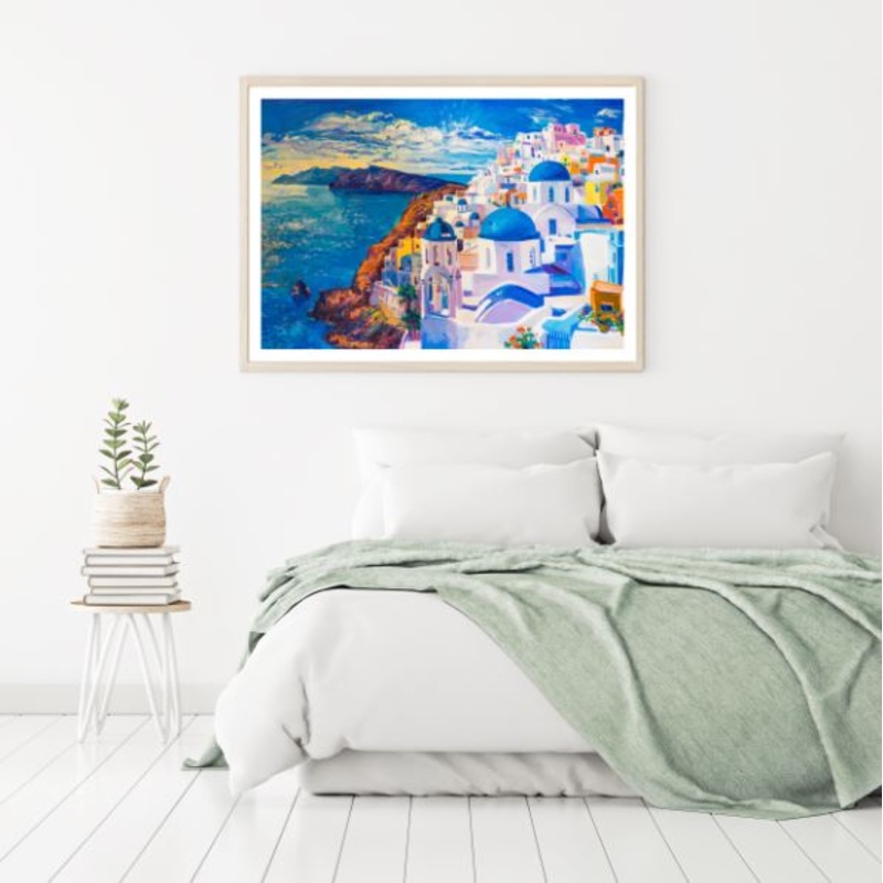 Beautiful view from Santorini Oil Painitng Home Decor Premium Quality Poster Print Choose Your Sizes