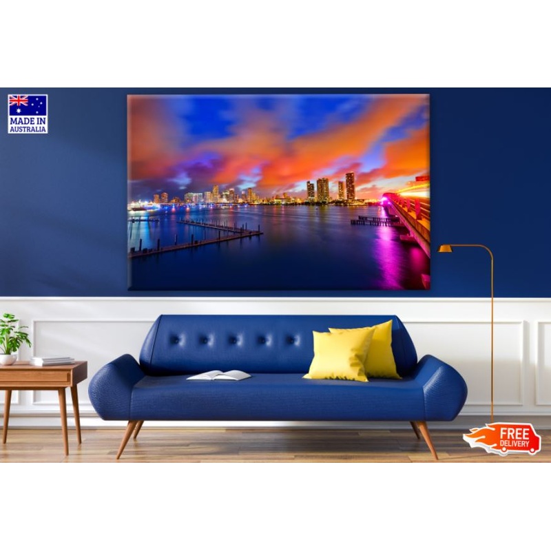 Miami Downtown Skyline Sunset View Photograph Print 100% Australian Made
