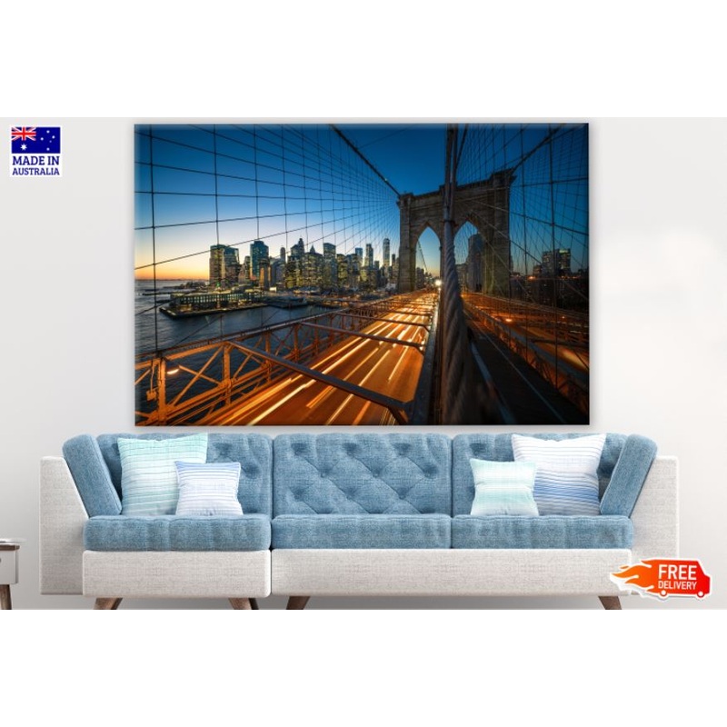 Night Light View on Bridge Photograph Print 100% Australian Made