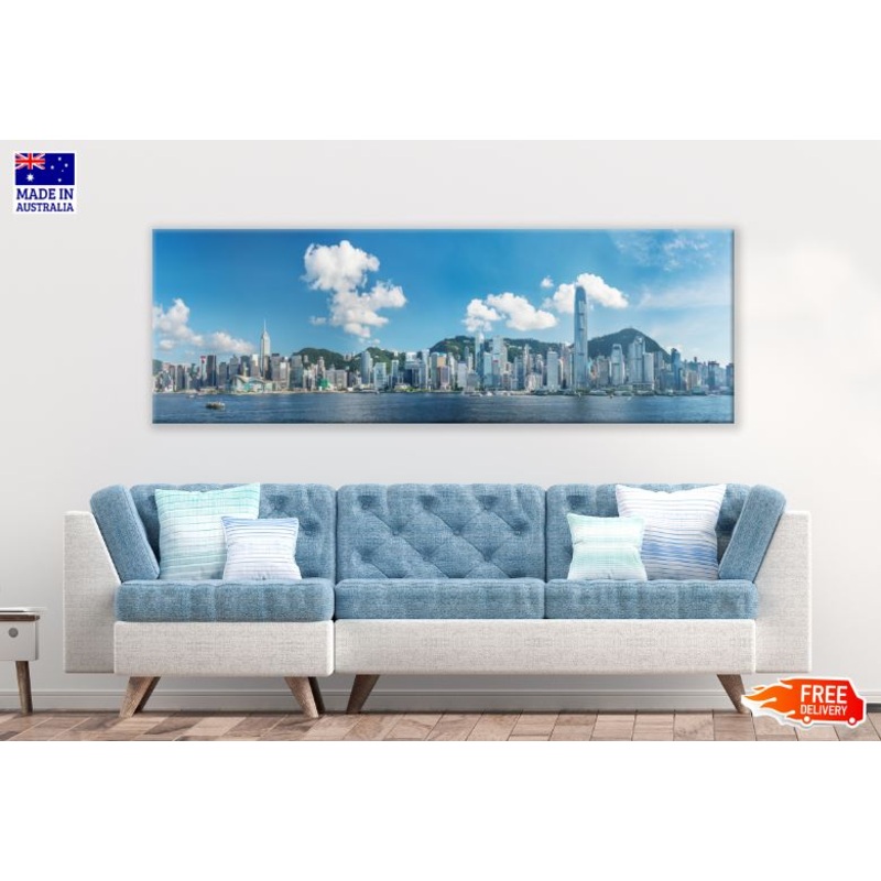 Panoramic Canvas City & Beach View High Quality 100% Australian made wall Canvas Print ready to hang