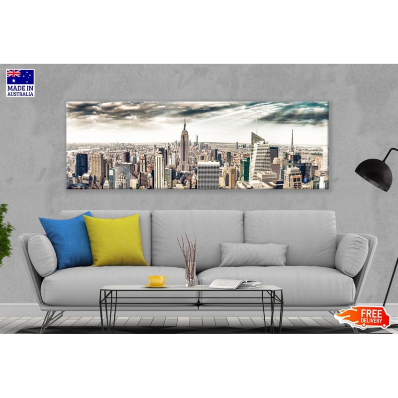 Panoramic Canvas City Sky Line View Photograph High Quality 100% Australian made wall Canvas Print ready to hang