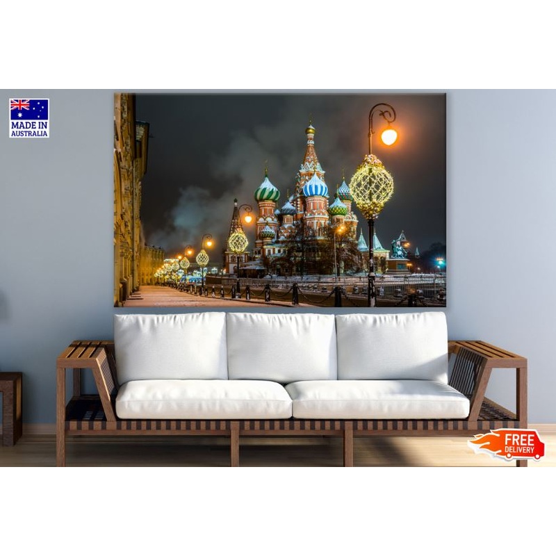 Saint Basil`s Cathedral Night View Photograph Print 100% Australian Made