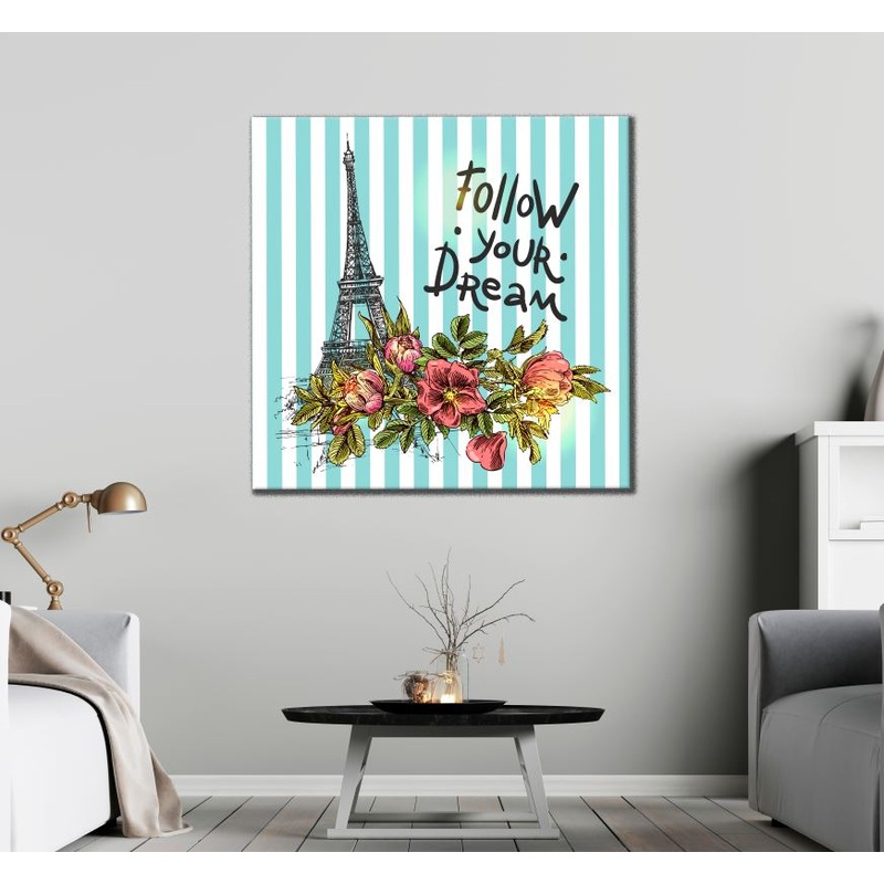 Square Canvas Eiffel Tower & Quote Art High Quality Print 100% Australian Made