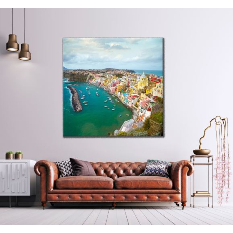 Square Canvas Fisherman's Village on the Island Procida Photograph High Quality Print 100% Australian Made