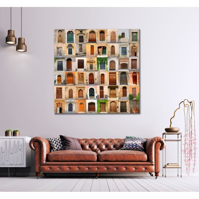 Square Canvas House Doors View High Quality Print 100% Australian Made