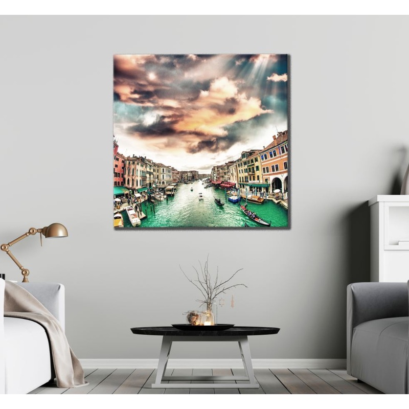 Square Canvas River & City Scenery Photograph High Quality Print 100% Australian Made