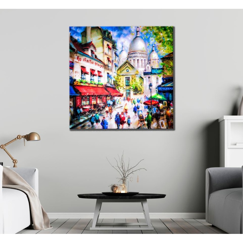 Square Canvas Sacre Coeur in Paris, France Watercolor Painting High Quality Print 100% Australian Made