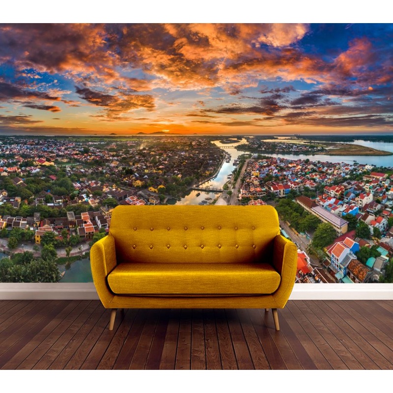 Wallpaper Murals Peel and Stick Removable Aerial View of Hoi An Ancient Town in Vietnam High Quality