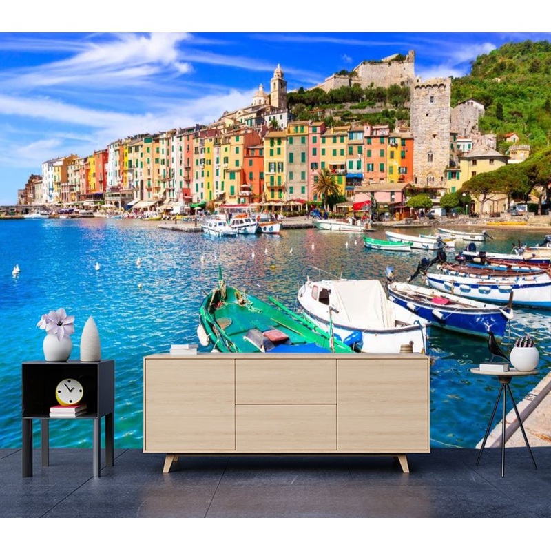 Wallpaper Murals Peel and Stick Removable City Near a Bay with Beach View High Quality