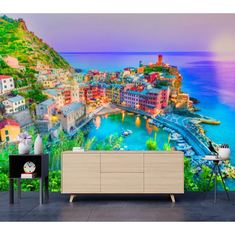 Wallpaper Murals Peel and Stick Removable City with Bay Sky View High Quality