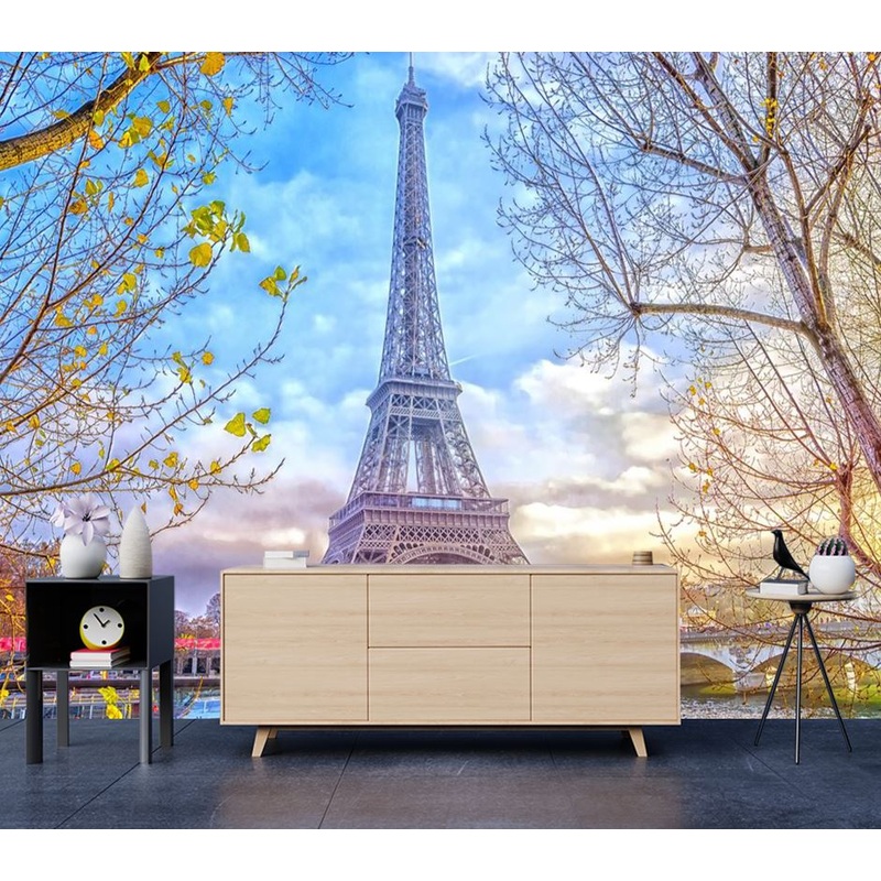 Wallpaper Murals Peel and Stick Removable Eiffel Tower & Colorful Sky High Quality