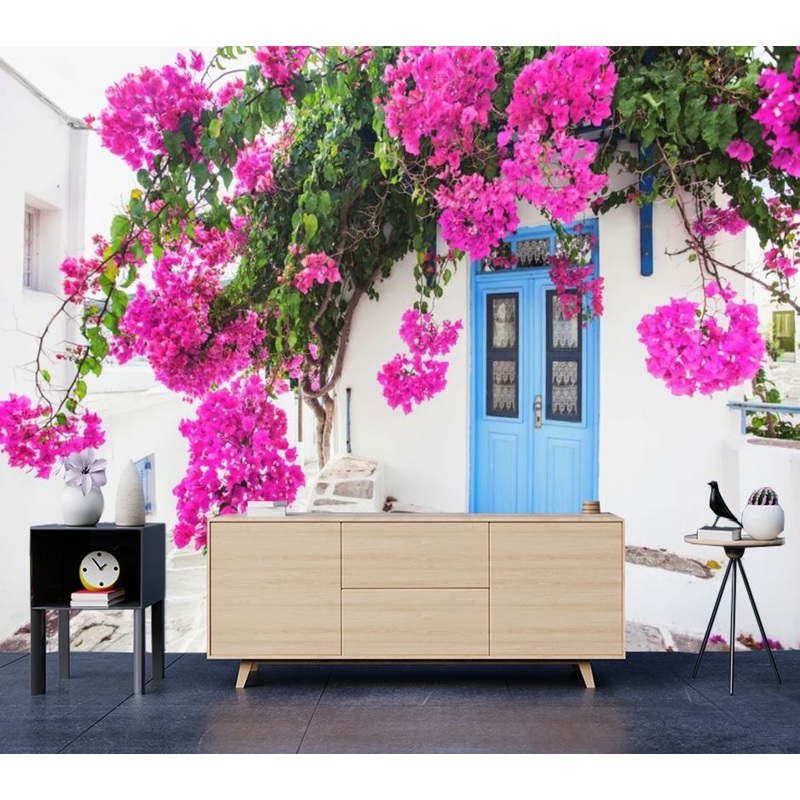Wallpaper Murals Peel and Stick Removable House with Flowers High Quality