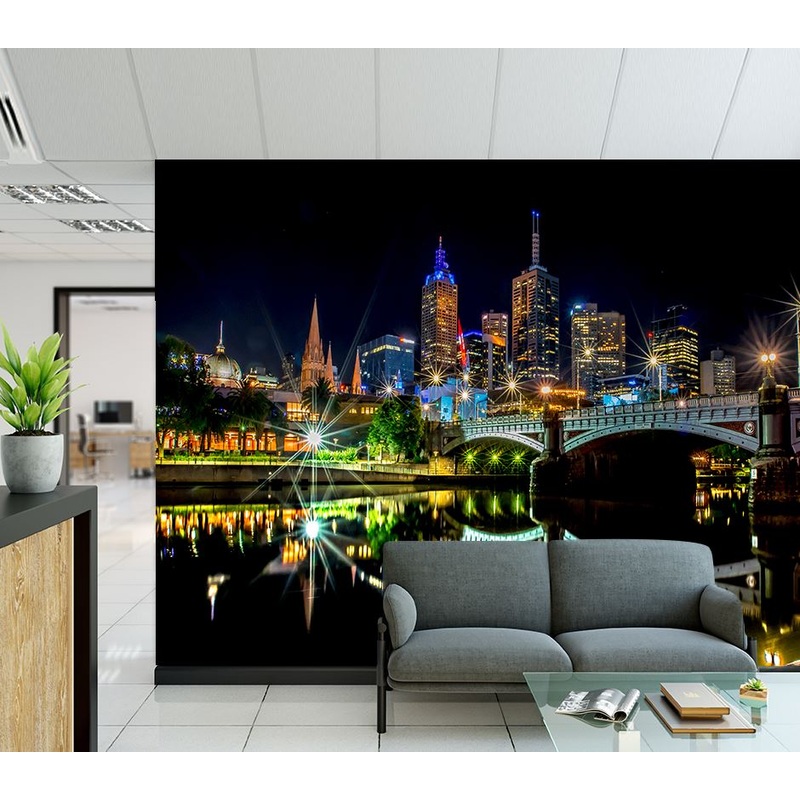 Wallpaper Murals Peel and Stick Removable Night City View High Quality