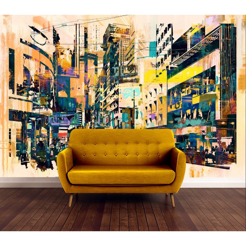 Wallpaper Murals Peel and Stick Removable Stunning City View Graffiti Art Design High Quality
