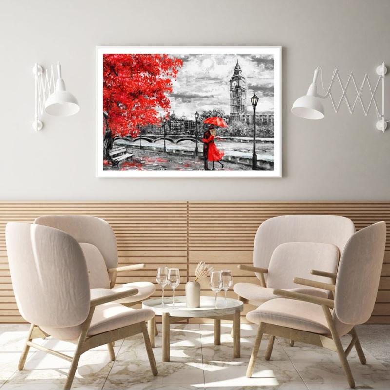 London City & Couple Watercolor Home Decor Premium Quality Poster Print Choose Your Sizes