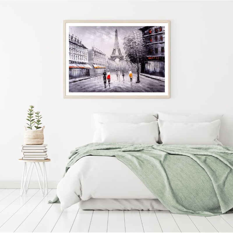 People Near Eiffel Tower Painting Home Decor Premium Quality Poster Print Choose Your Sizes